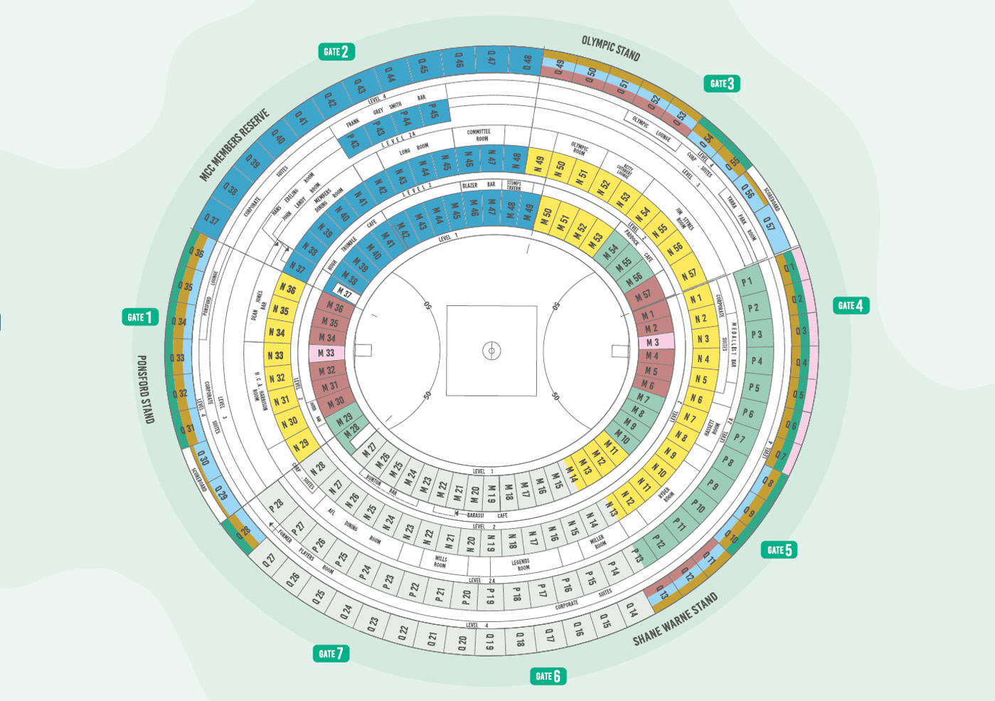 MCG Seating map for the 2022 AFL Grand Final